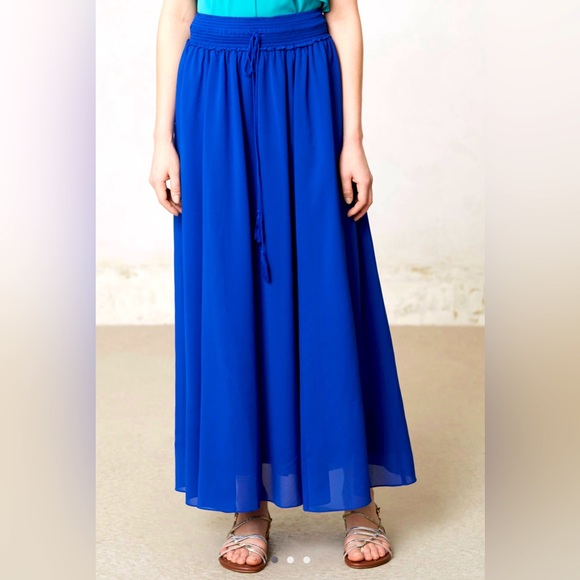 Anthropologie Maeve HexPrint Maxi Skirt in Royal Blue  EUC XS - Picture 1 of 7